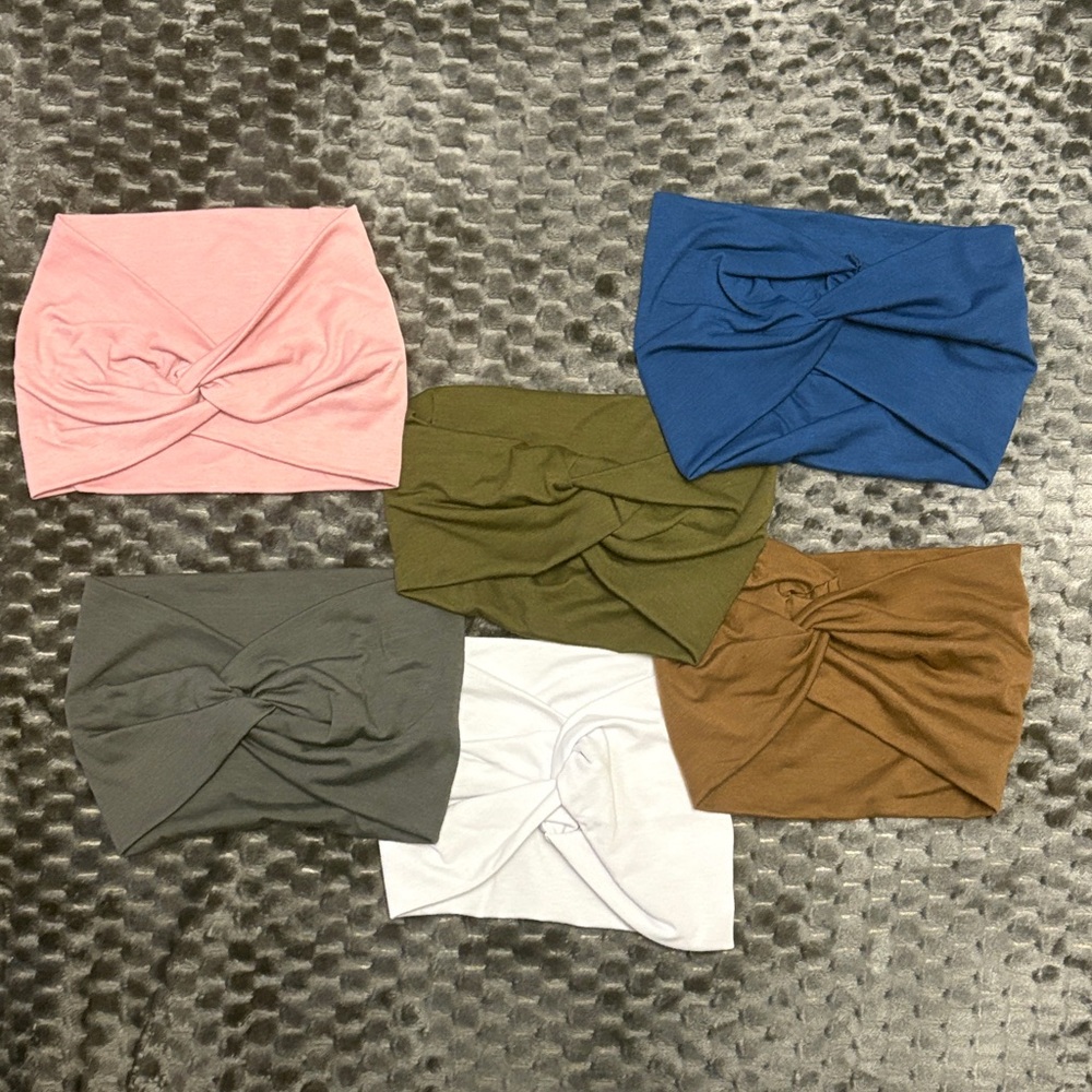 Kids Twisted Headbands Set - Pink, Blue, Green, Gray, White, Brown